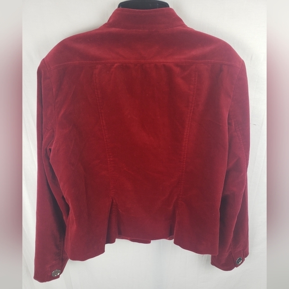Jones New York Signature Stretch Velvet Long Sleeve Button Holiday Jacket Sz L - Picture 6 of 11
